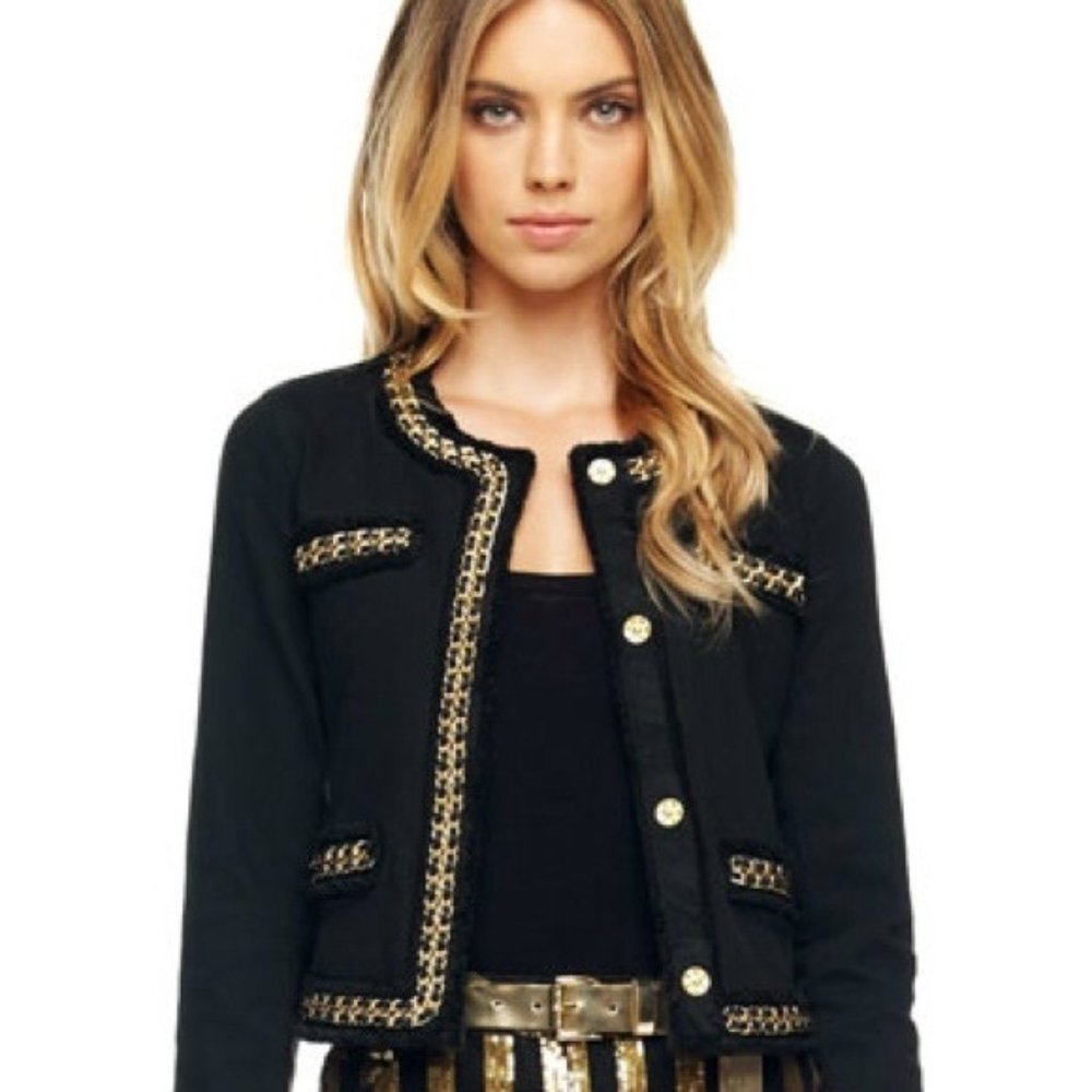 MICHAEL Michael Kors Black Gold Tone Chain Jacket